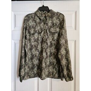 Tommy Hilfiger Blouse Womens XL Green Camo Dot Popover Long Sleeve Shirt